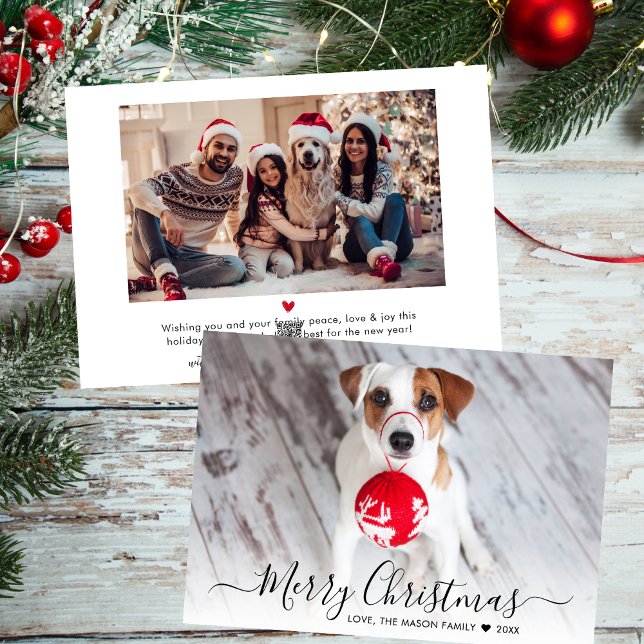 Cartes Pour Fêtes Annuelles Typographie moderne simple 2 Photo Noël (Créateur téléchargé)