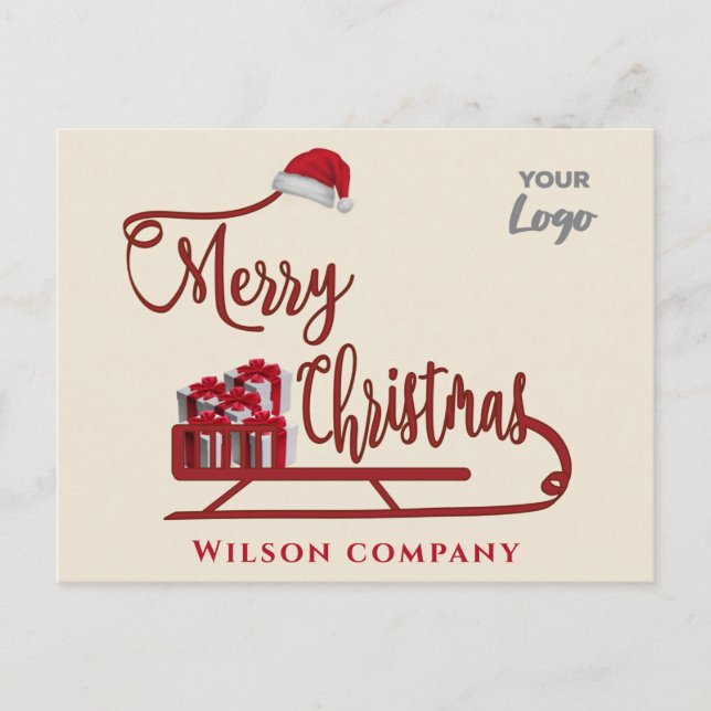 Cartes Pour Fêtes Annuelles Typographie moderne Sledge Joyeux logo Noël (Devant)
