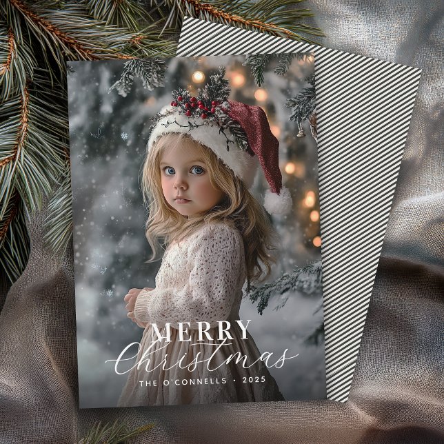 Cartes Pour Fêtes Annuelles Typographie moderne Une photo Joyeux Noël (Available in both printed and instant download digital formats.)