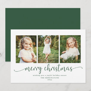Cartes Pour Fêtes Annuelles Typographie moderne Vacances de Noël vertes 3 Phot