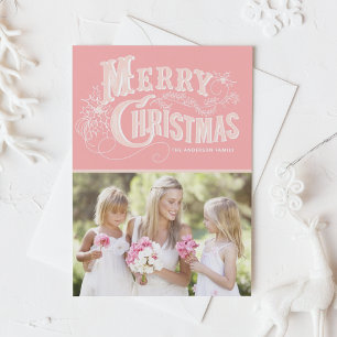 Cartes Pour Fêtes Annuelles Typographie occidentale rose Joyeux Noël Photo