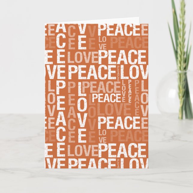 Cartes Pour Fêtes Annuelles Typographie Orange Paix Amour (Devant)