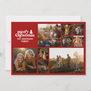 Cartes Pour Fêtes Annuelles Typographie rétro moderne minimaliste rouge multi 