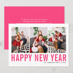 Cartes Pour Fêtes Annuelles Typographie rose chaud Happy New Year Photo Collag