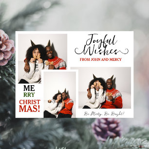 Cartes Pour Fêtes Annuelles Typographie simple et élégante Couple de Noël 3 Ph