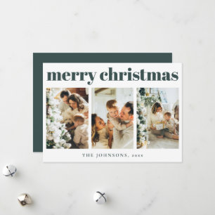 Cartes Pour Fêtes Annuelles Typographie simple moderne Noël Vert foncé