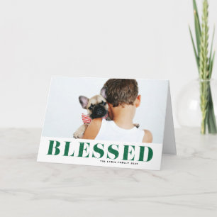 Cartes Pour Fêtes Annuelles Typographie verte bénie Photo Noël