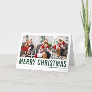 Cartes Pour Fêtes Annuelles Typographie verte Joyeux Noël Photo Collage