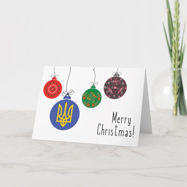 Cartes Pour Fêtes Annuelles Ukrainian Christmas Card with Ornaments (English) (Devant)