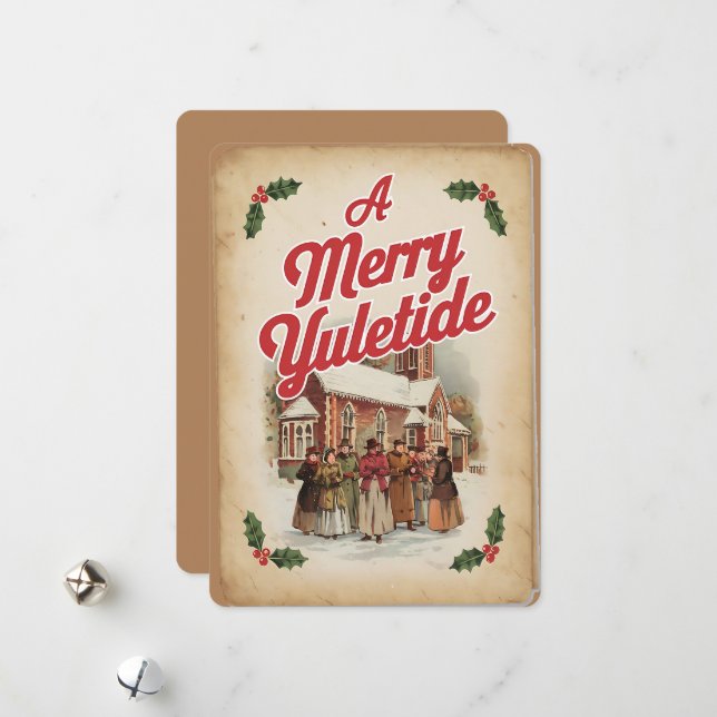 Cartes Pour Fêtes Annuelles Un accueil joyeux à Yuletide (Devant/Arrière en situation)