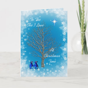 Cartes Pour Fêtes Annuelles Un amour d'I avec des pingouins de Noël