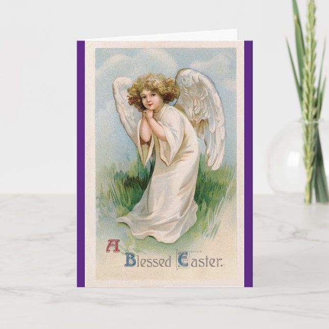 Cartes Pour Fêtes Annuelles Un ange de Pâques béni (Devant)