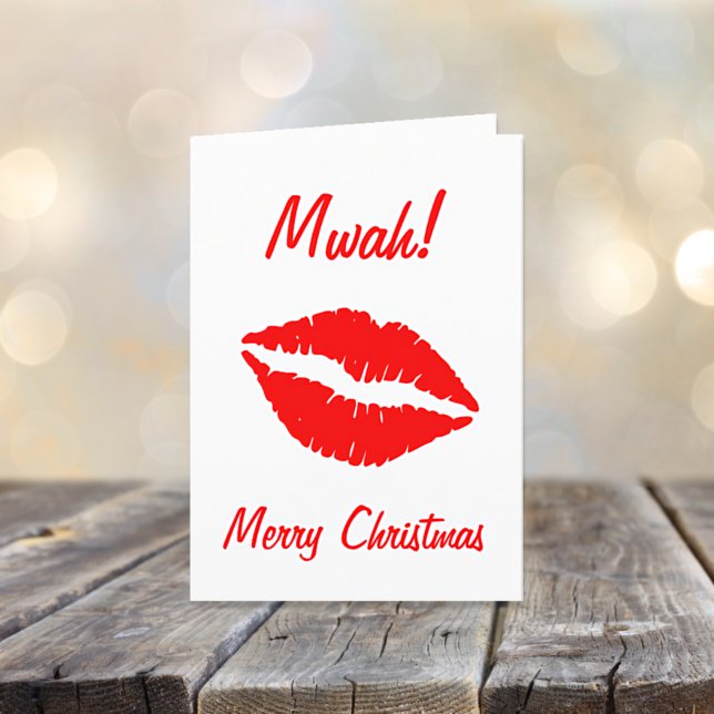 Cartes Pour Fêtes Annuelles Un baiser pour Noël blanc et rouge (Créateur téléchargé)