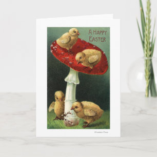 Cartes Pour Fêtes Annuelles Un bon Pâques sur les champignons rouges