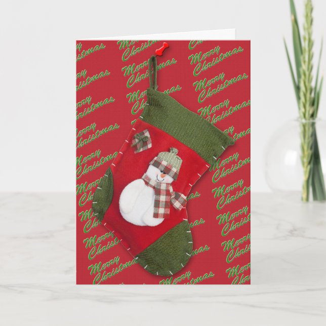 Cartes Pour Fêtes Annuelles Un bonhomme de neige à Noël s'emplit sur le rouge (Devant)
