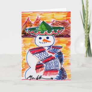 Cartes Pour Fêtes Annuelles Un bonhomme de neige au Mexique en pause Noël