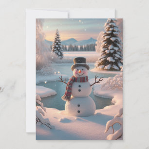 Cartes Pour Fêtes Annuelles Un Bonhomme de Neige Idylle d'Hiver