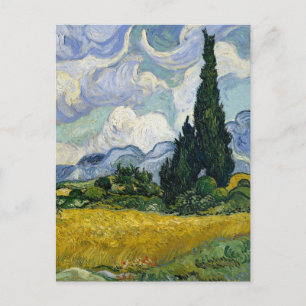 Cartes Pour Fêtes Annuelles Un champ de roues avec Cyprès Van Gogh