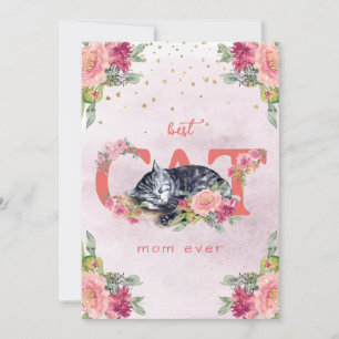 Cartes Pour Fêtes Annuelles Un chat endormi au milieu des fleurs