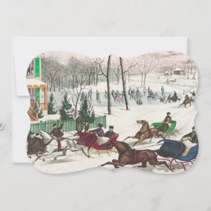 Cartes Pour Fêtes Annuelles Un Cheval Open Sleigh Race Fancy Vintage Noël