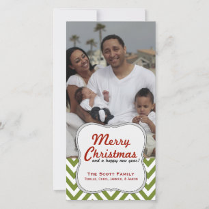 Cartes Pour Fêtes Annuelles Un Chevron Vert moderne Photo de famille Noël