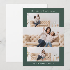Cartes Pour Fêtes Annuelles Un collage vert moderne avec Three Photos