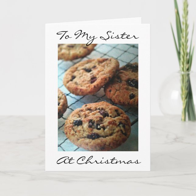 CARTES POUR FÊTES ANNUELLES UN COOKIE INTELLIGENT SOEUR-JEUNE NOËL (Devant)