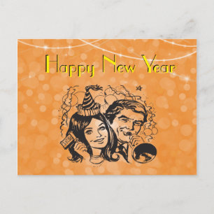 Cartes Pour Fêtes Annuelles Un couple du Nouvel An natif en fête