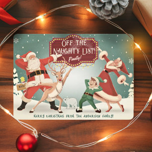 Cartes Pour Fêtes Annuelles Un drôle de non-photo Santa Reindeer Elf Noël