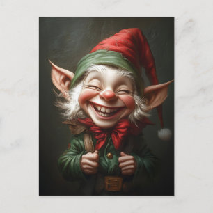 Cartes Pour Fêtes Annuelles Un elfe gai avec un grand rire