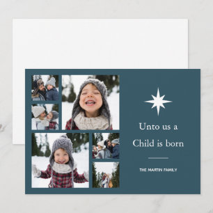 Cartes Pour Fêtes Annuelles Un enfant est né Photo Collage Noël