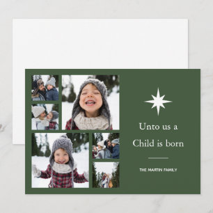Cartes Pour Fêtes Annuelles Un enfant est né Photo Collage Noël