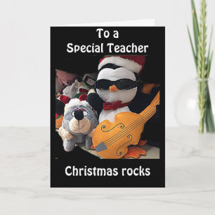 CARTES POUR FÊTES ANNUELLES **UN ENSEIGNANT SPÉCIAL**  J0PE V0TRE NOËL "R0CKS'