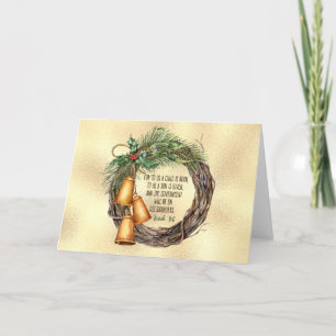 Cartes Pour Fêtes Annuelles UN FILS DONNÉ Écriture de Noël Wreath Élégant