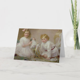 Cartes Pour Fêtes Annuelles Un frère et une soeur jouant, 1915