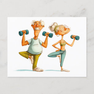 Cartes Pour Fêtes Annuelles Un Homme Âgé Drôle Fait Du Yoga Illustration