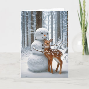 Cartes Pour Fêtes Annuelles Un homme de neige qui s'attaque à un homme