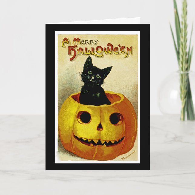 Cartes Pour Fêtes Annuelles Un joyeux chaton de Haloween (Devant)
