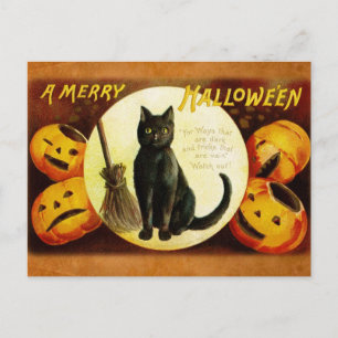 Cartes Pour Fêtes Annuelles Un joyeux Halloween du chat noir