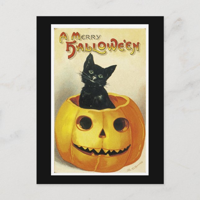 Cartes Pour Fêtes Annuelles Un joyeux Haloween Kitten (Devant)
