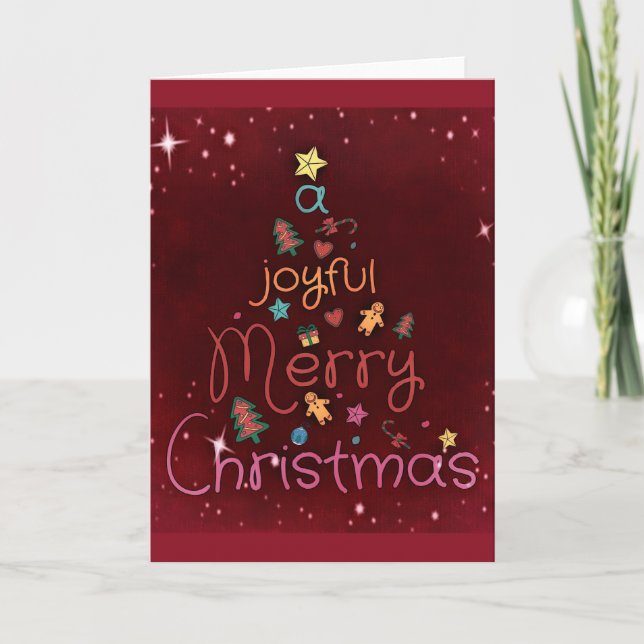 Cartes Pour Fêtes Annuelles Un joyeux Noël de Noël sur le rouge (Devant)