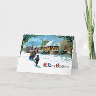 Cartes Pour Fêtes Annuelles Un joyeux Noël - Marcher jusqu'à l'église en neige