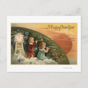 Cartes Pour Fêtes Annuelles Un Joyeux Nouvel AnLes Enfants Soufflent Des Tromp