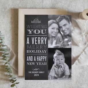 Cartes Pour Fêtes Annuelles Un joyeux tableau noir Faux Noël Deux photos