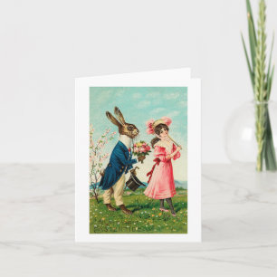 Cartes Pour Fêtes Annuelles Un lapin courtisé à la dame de Pâques