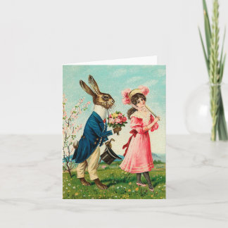 Cartes Pour Fêtes Annuelles Un lapin courtisé à la dame de Pâques