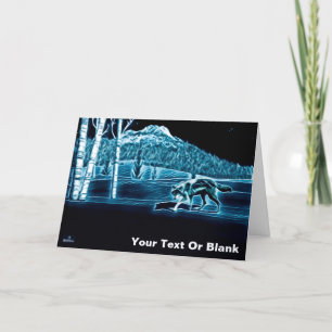 Cartes Pour Fêtes Annuelles Un Loup Sur Neige