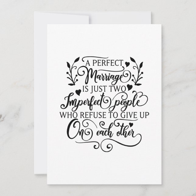 Cartes Pour Fêtes Annuelles Un mariage parfait n'est que deux personnes imparf (Devant)