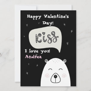 Cartes Pour Fêtes Annuelles Un mignon ours polaire souhaitant Valentine et bai