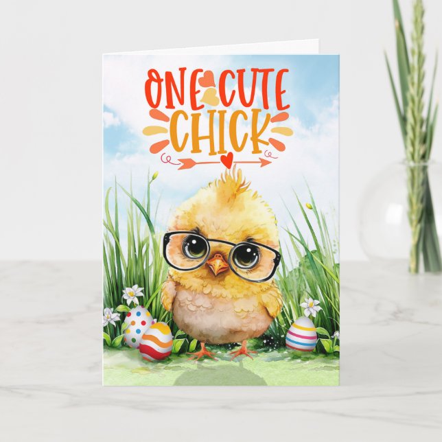 Cartes Pour Fêtes Annuelles Un mignon poulet mignon poulet pâques (Devant)